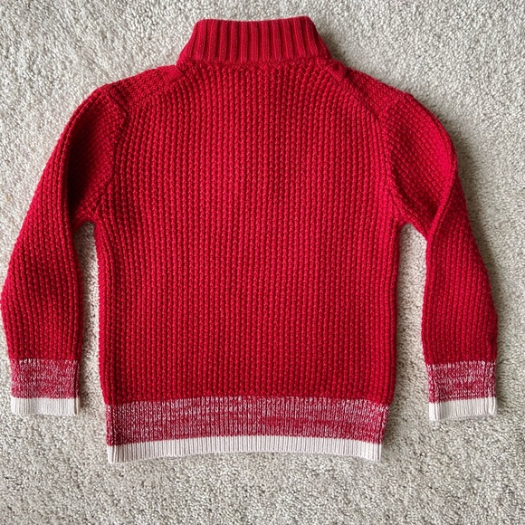 CHEROKEE BOY'S RED SWEATER FAUX SHERPA TRIM Elegant and Warm, Sz 5 - Picture 2 of 8